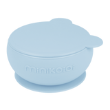 Bowly Silicone Suction Bowl with Lid| Mineral Blue