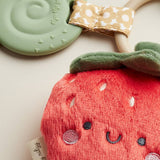 Itzy Pal Natural Plush Teether Sensory Travel Toy | Strawberry