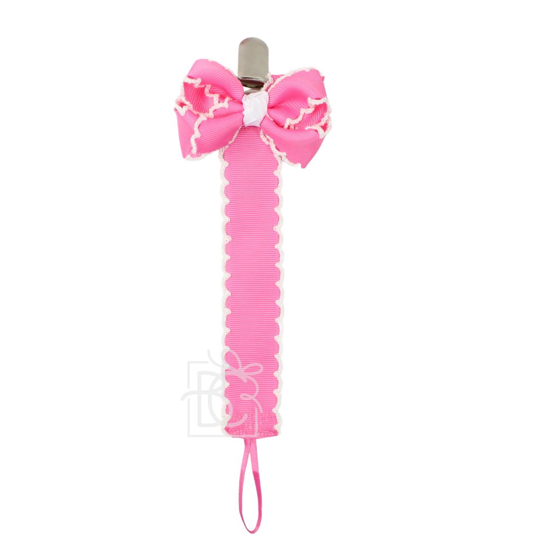 Beyond Creations Crochet Grosgrain Pacifier Clip w/ Detachable Bow