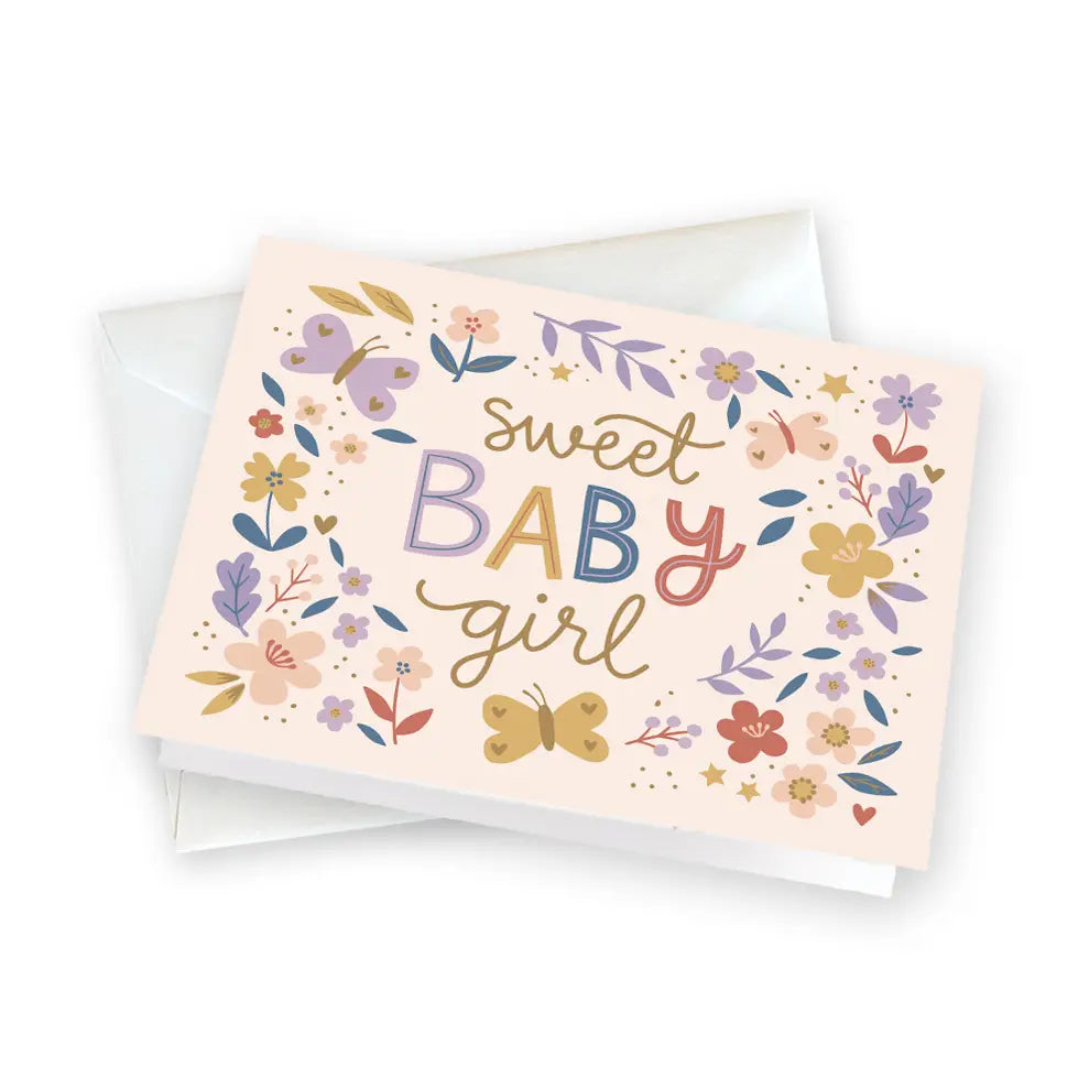 Gina B Designs Baby Gift Enclosure Card | Baby Girl Flowers
