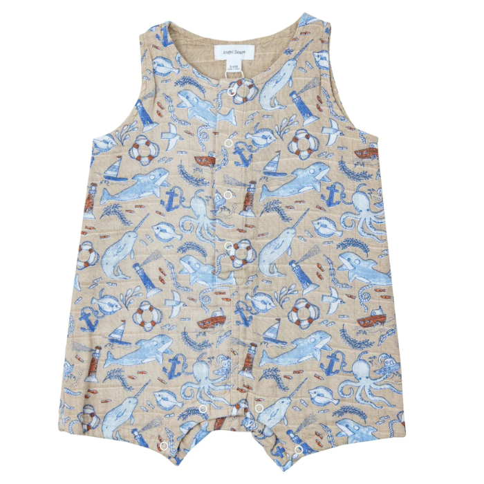 Angel Dear Nautical Notebook Muslin Shortie Romper