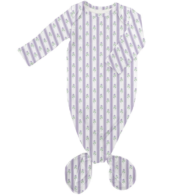 Goosies Lilac Ribbons Bamboo Knotted Infant Gown | 0-3M