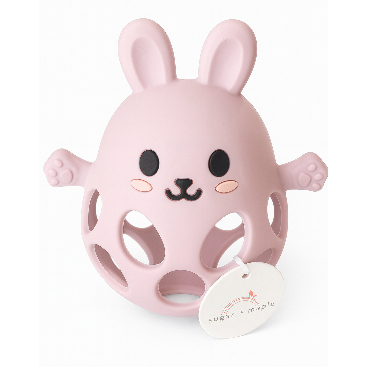Sugar + Maple Silicone Bunny Teether Ball | Pink