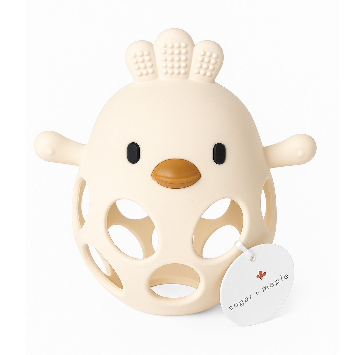 Sugar + Maple Silicone Chicken Teether Ball | Cream