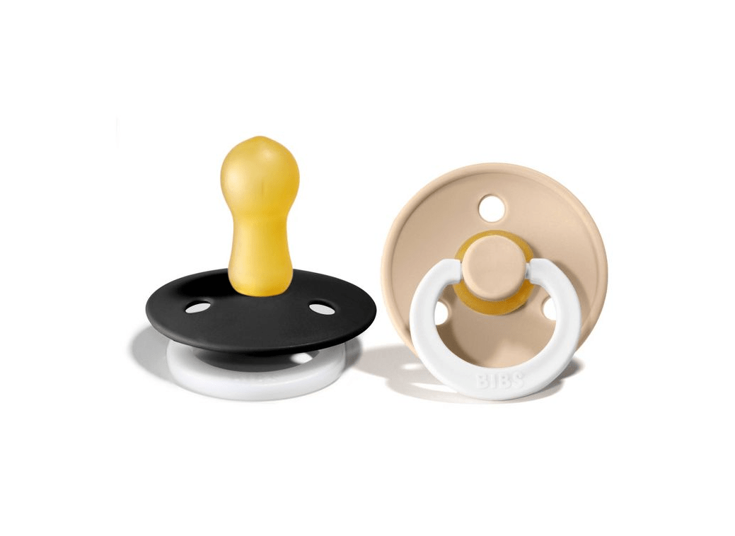 BIBS Natural Rubber Round Pacifier | 2 Pack Mixed Colors (Size 2) 6-18m|