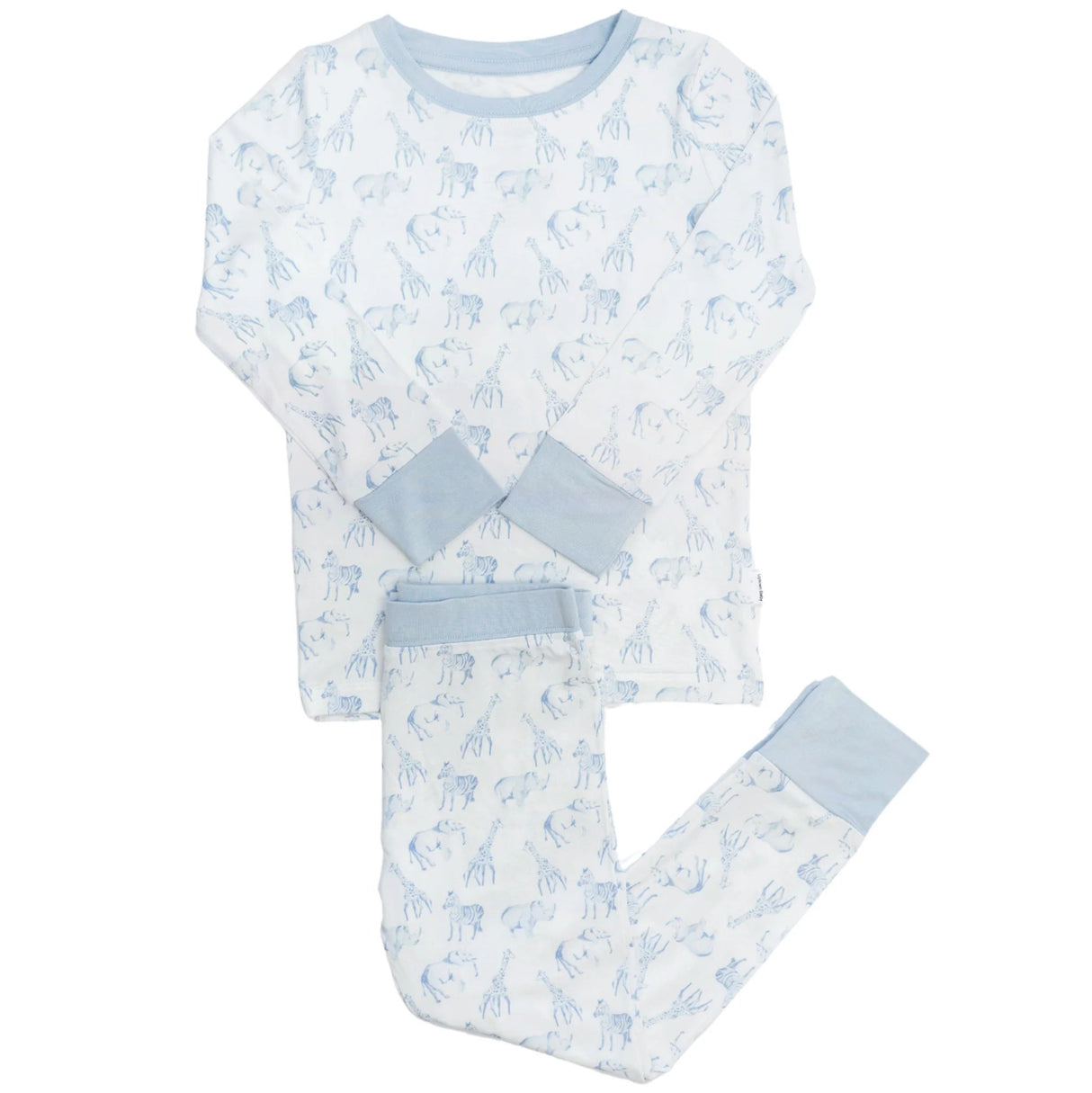 Uptown Baby Blue Safari Long Sleeve Bamboo Pajama Set