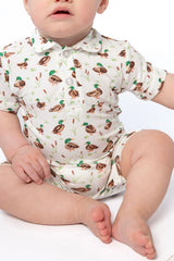 Goosies Mallard Drake Bamboo Short Sleeve Polo Romper