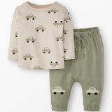 Hanna Andersson Cars Long Sleeve T-Shirt and French Terry Pants Set | Pumice Stone