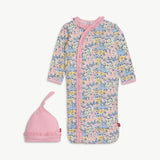 Magnetic Me Chelsea Ruffle Placket Modal Gown and Hat Set (nb-3m)