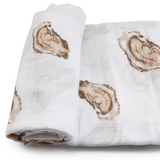 Aw Shucks Oyster Gift Bundle: Bamboo Muslin Swaddle Blanket and Bib