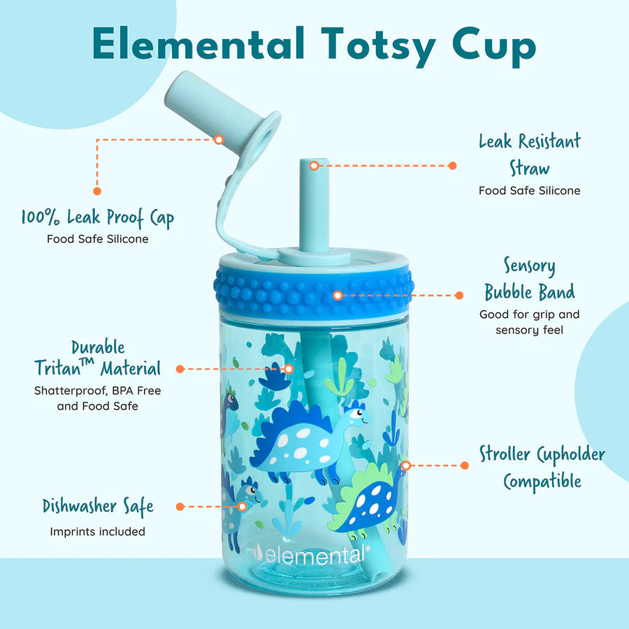 Elemental® Totsy Bubble BPA Free 12oz Sippy Cup | Dino Blues