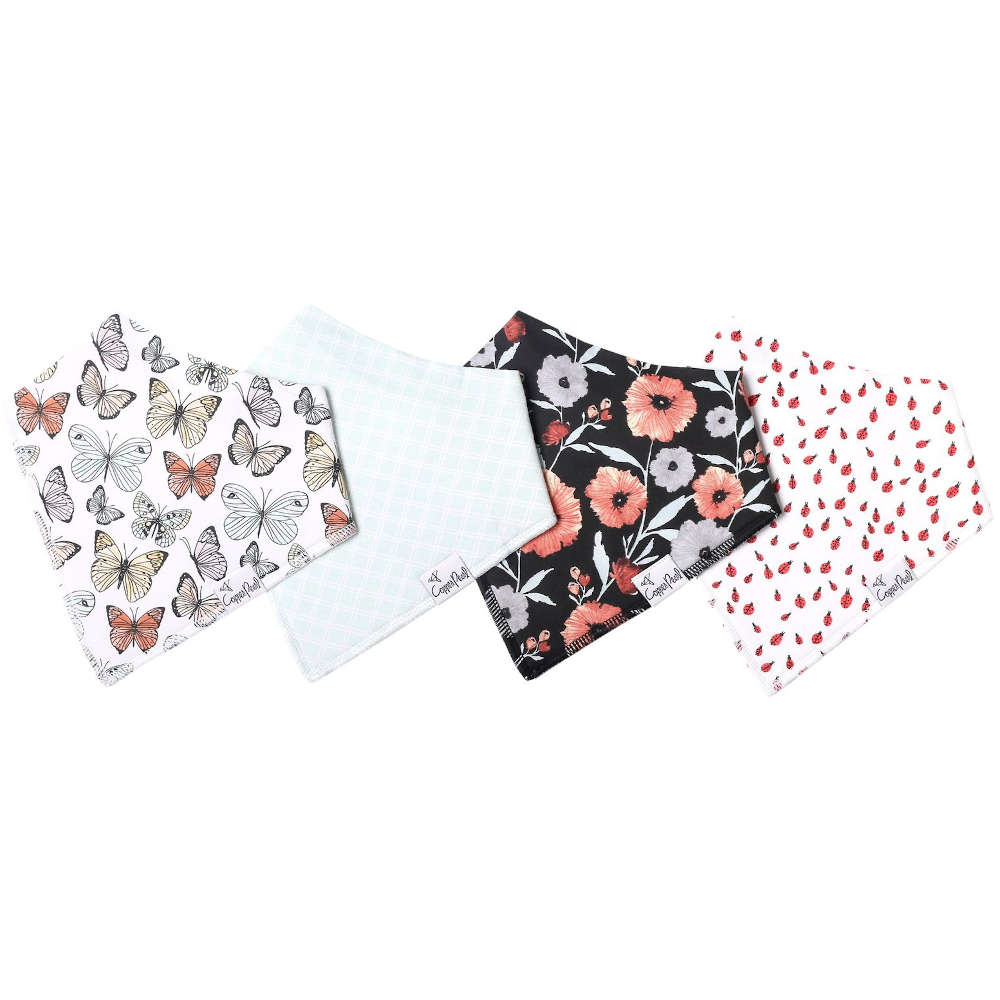 Copper Pearl Baby Bandana Bib 4-pack Set | Dot
