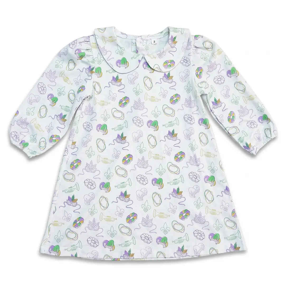 Oak Lane Long Sleeve Mardi Gras Dress