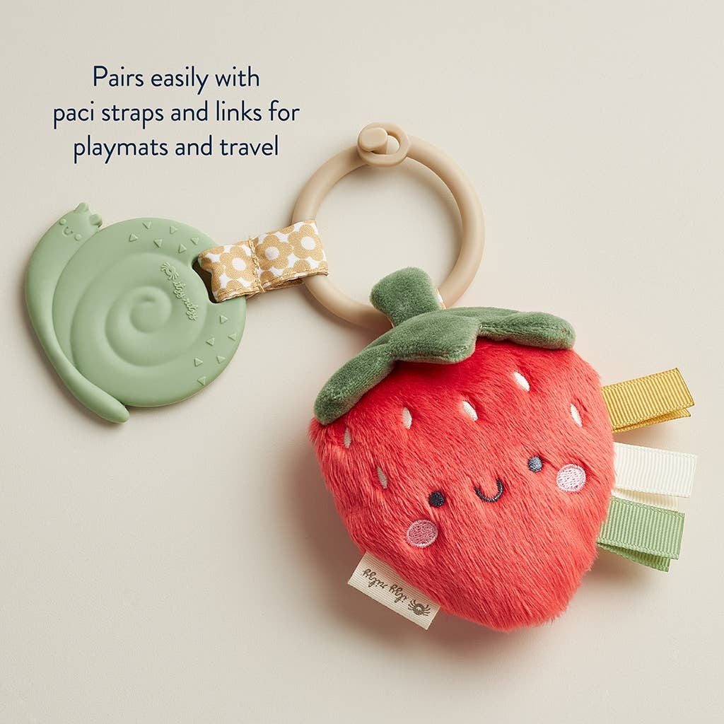 Itzy Pal Natural Plush Teether Sensory Travel Toy | Strawberry