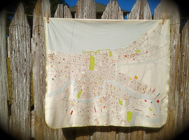 Organic NOLA Map Swaddle Blanket