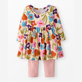 Hanna Andersson Fall Floral Long Sleeve Skater Dress and Legging Set