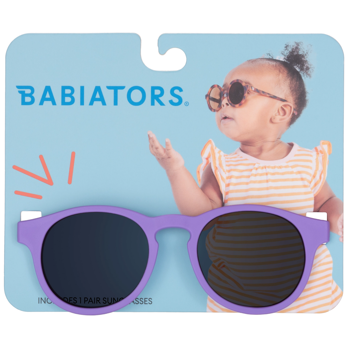 Babiators Cheerful Lavender Keyhole Kids UV Sunglasses | Hangtag