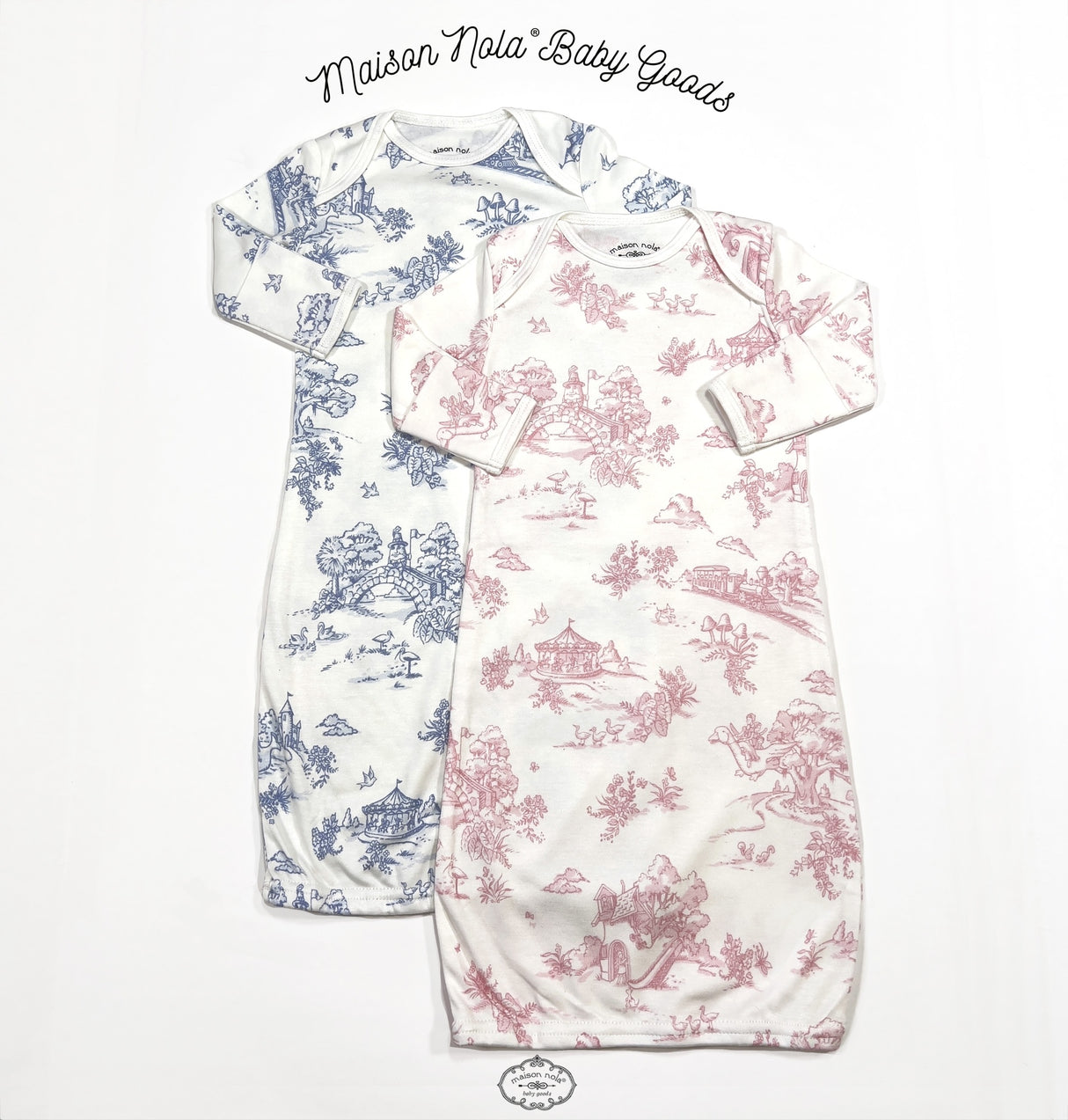 Maison Nola Storyland Toile Gown Pink | Bamboo Cotton Knit