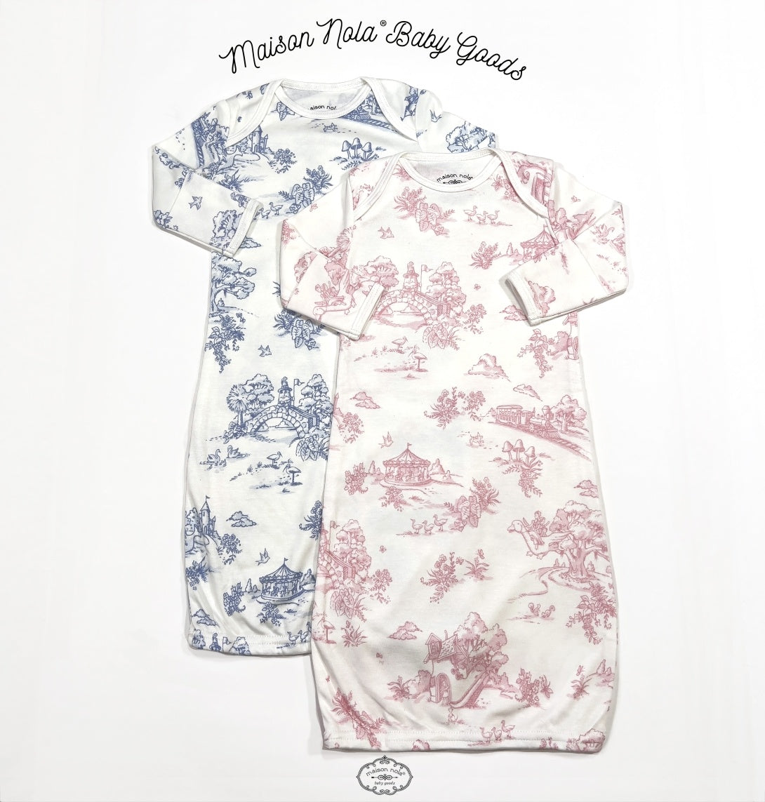 Maison Nola Storyland Toile Gown Blue | Bamboo Cotton Knit