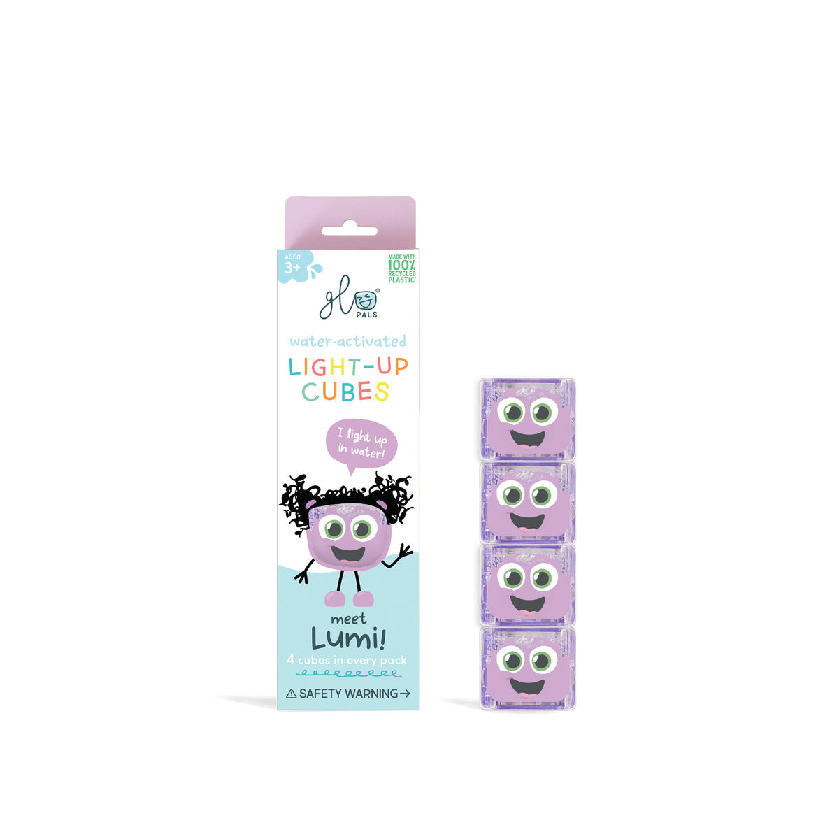 Glo Pals Light-Up Sensory Cubes 4 pack | New 100% recycled plastic