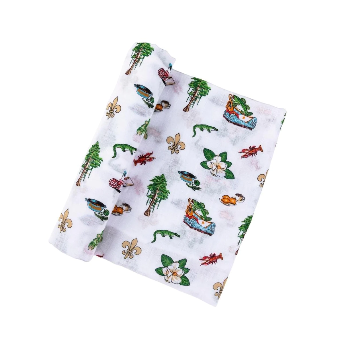 Louisiana Baby Gift Bundle: Bamboo Muslin Swaddle Blanket and Bib