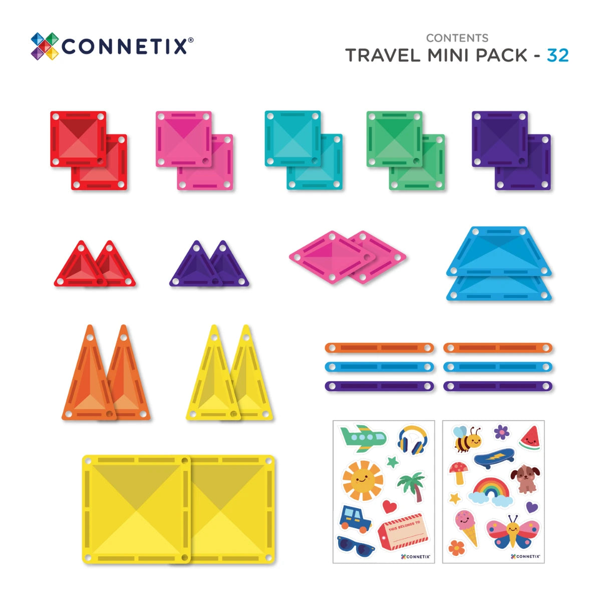 Connetix Magnetic Tiles Travel Mini Pack (32 pieces)