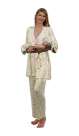 Begonia Anelise 5-Piece Mom and Baby Matching Gift Set | Adult Pajama Set Newborn Gown and Hat Set
