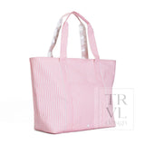 TRVL Design Jumbo Tote X-Large Coated Zipper Tote | Pimlico Stripe Dusty Rose