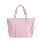 TRVL Design Jumbo Tote X-Large Coated Zipper Tote | Pimlico Stripe Dusty Rose
