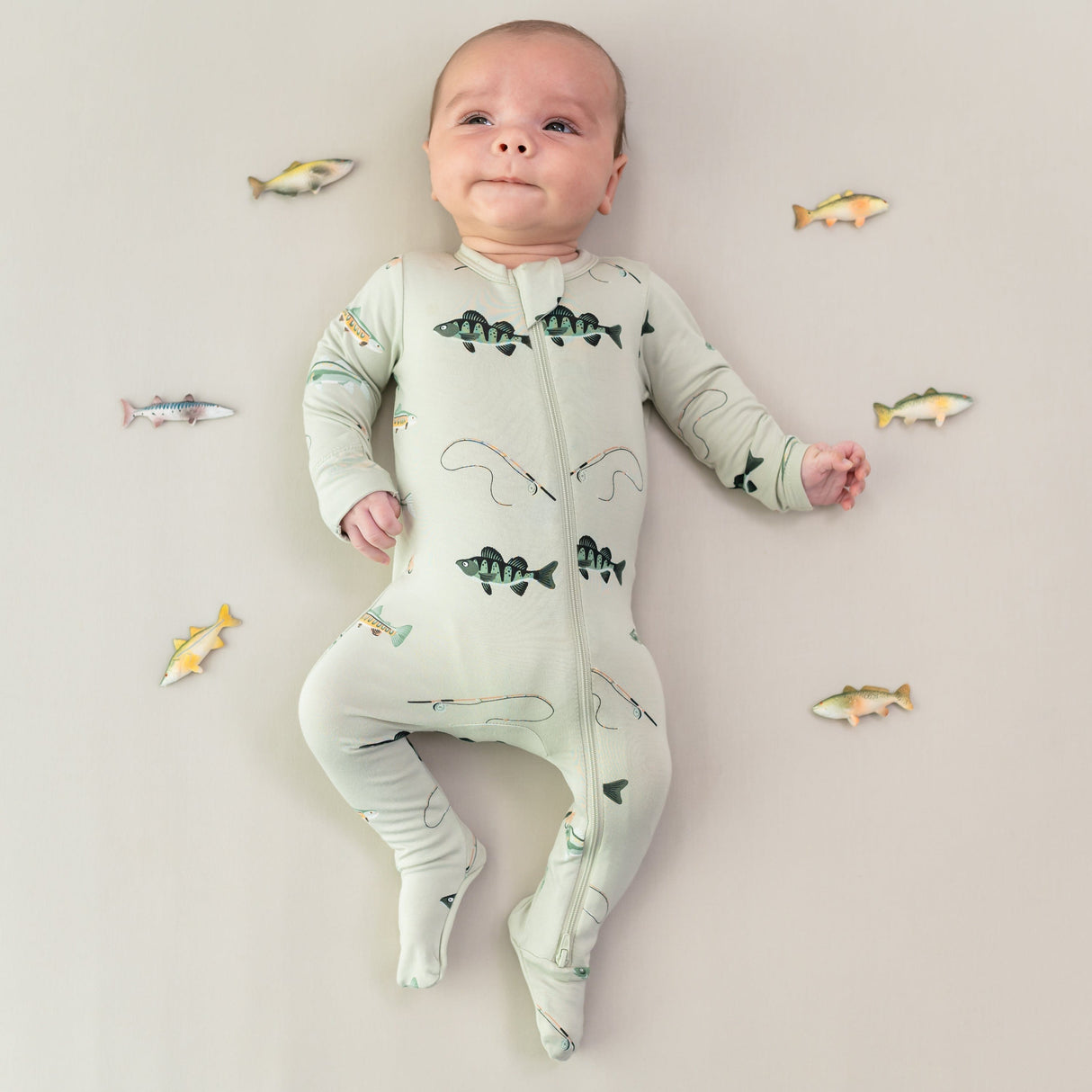 Kyte Bamboo Zippered Footie | Fishing