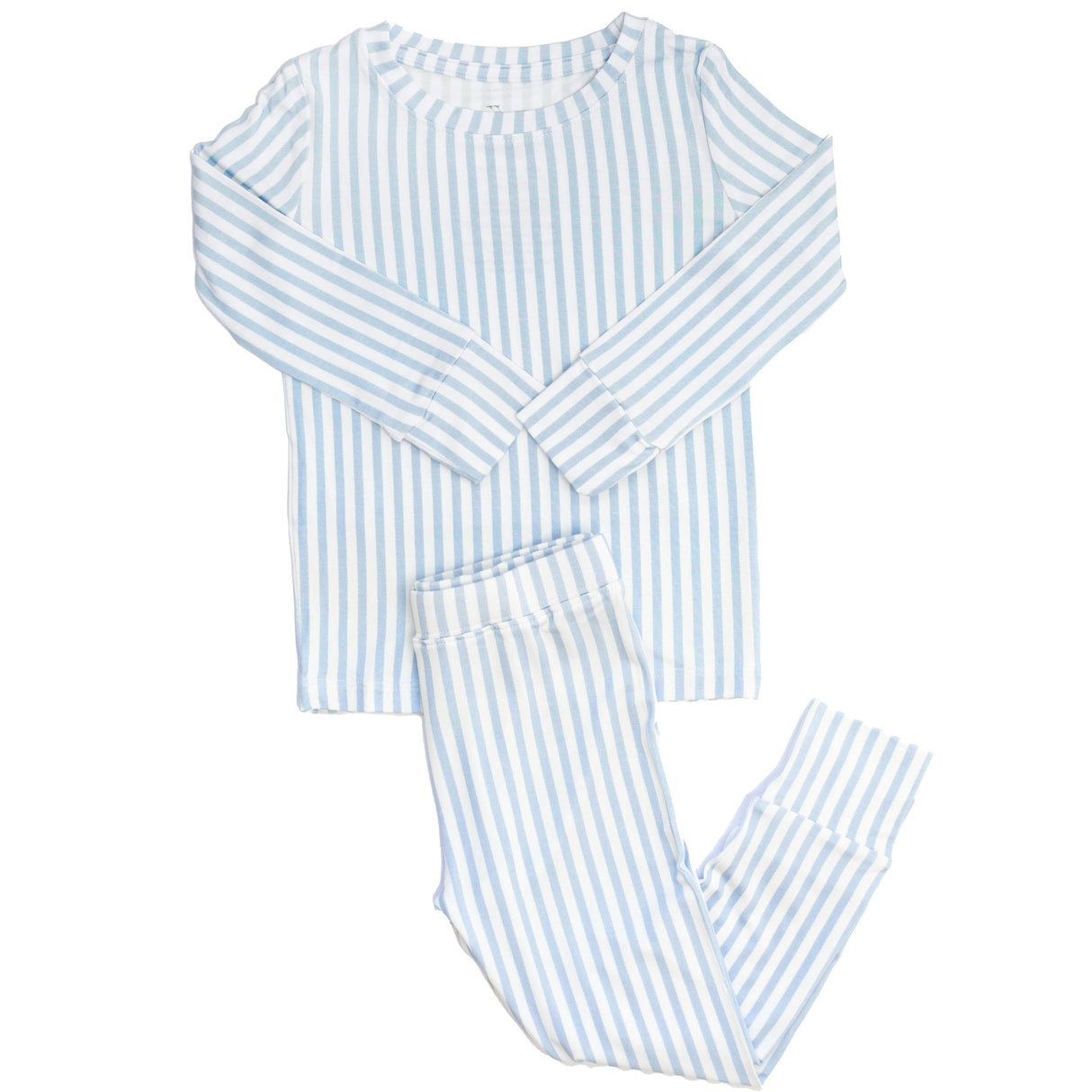 Uptown Baby Light Blue Cabana Stripe Long Sleeve Bamboo Pajama Set