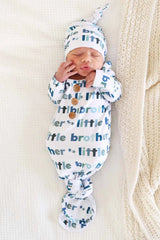 Caden Lane Little Brother Newborn Bamboo Knit Gown and Hat Set