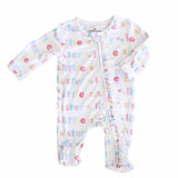 Caden Lane Little Sister Bamboo Ruffle Zipper Footie