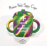 Throw Me Something Mardi Gras Baby Bundle | Sippy Cup and Bead Dog Teether