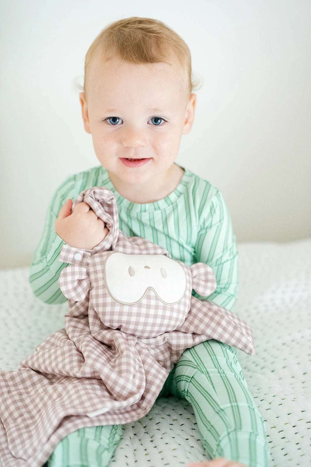 Uptown Baby Green Ticking Stripe Bamboo 2-Piece Pajama Set