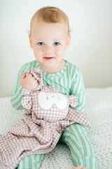 Uptown Baby Green Ticking Stripe Bamboo 2-Piece Pajama Set