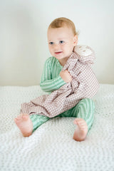 Uptown Baby Green Ticking Stripe Bamboo 2-Piece Pajama Set