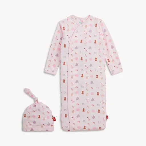 Magnetic Me Nursery Nostalgia Pink Modal Gown and Hat Set (0-3mo)