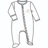 Pelican Bay Applique Pima Footie | Light Blue