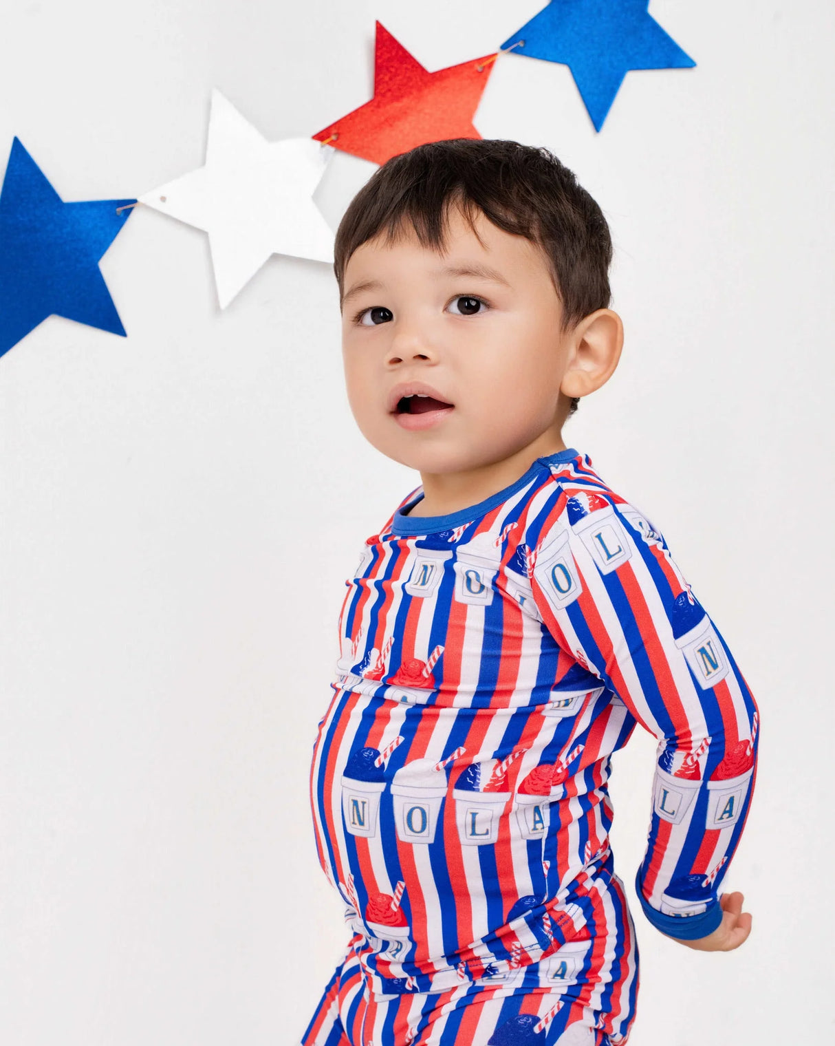 Pearls & Pelicans Red, White, and Snoballs Bamboo Long Sleeve Two-Piece Pajamas