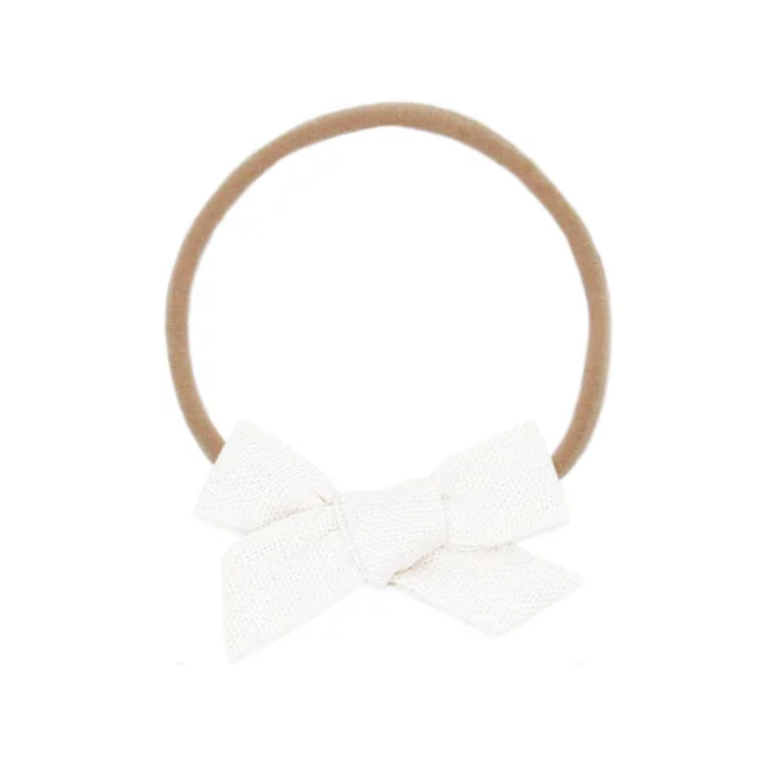 Linen Bow - White Headband