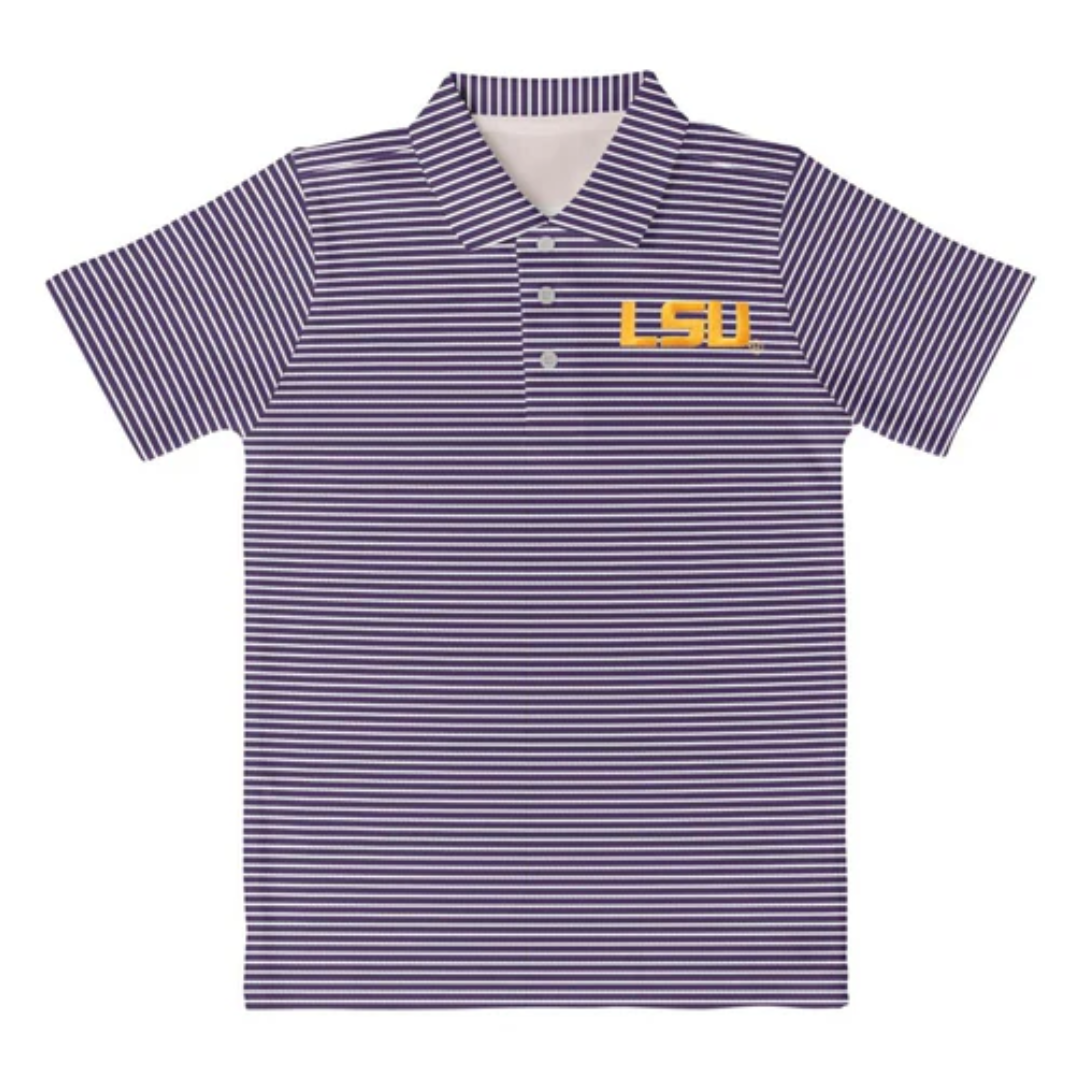Embroidered Stripe Polo | LSU Tigers