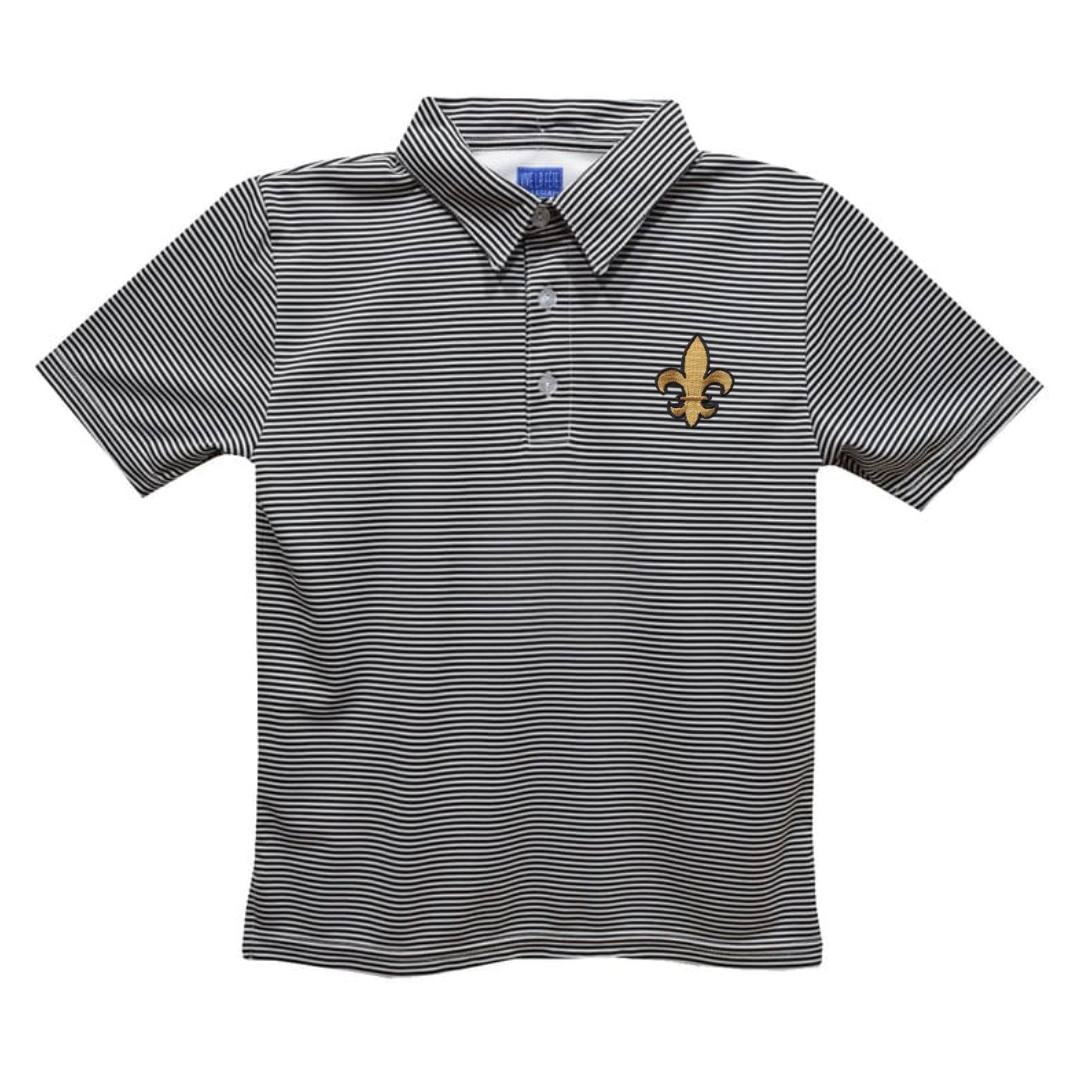 Embroidered Stripe Polo Onesie and Polo Shirt | Fleur De Lis Saints