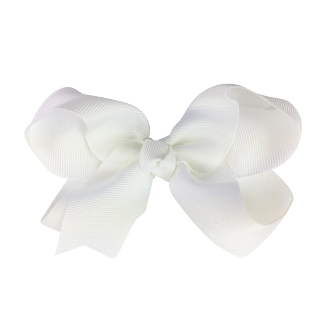 Americana Boutique Ribbon Bow Alligator Clip White