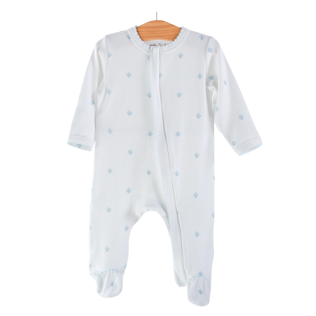 Baby Basics: Blue Fleur de Lis Organic Cotton Pajamas