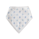 Nola Tawk Fleur De Bleu Organic Cotton Muslin Quilt and Bib | Louisiana Baby Gift Bundle