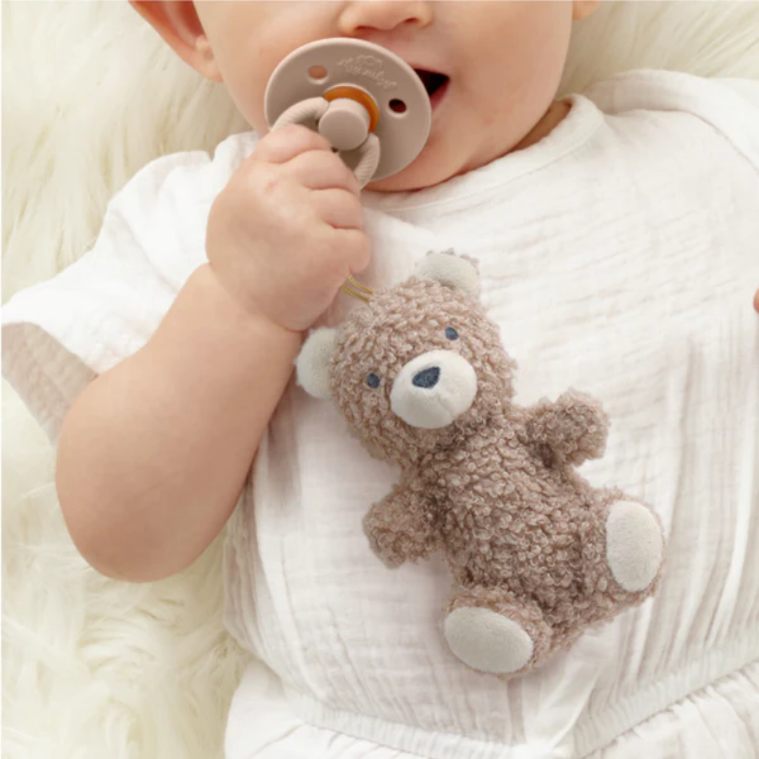 Bitzy Pal Natural Rubber Pacifier and Plush Toy | Bear