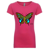 Youth Raspberry Butterfly Color Your Own Chalkboard T Shirt | with 6 Pack Chalk