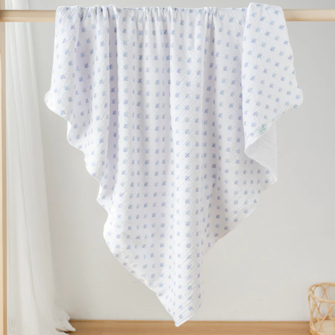 Fleur De Bleu Organic Cotton Muslin Quilt