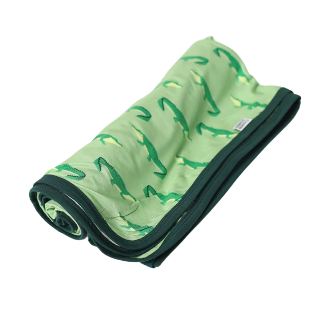 Light Green Alligator Bamboo Swaddle Blanket